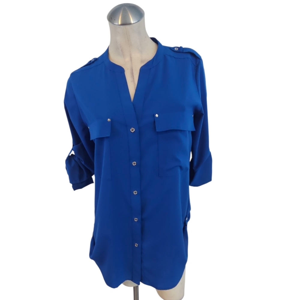 3/$25 Calvin Klein Size M Royal Blue Women's Blouse